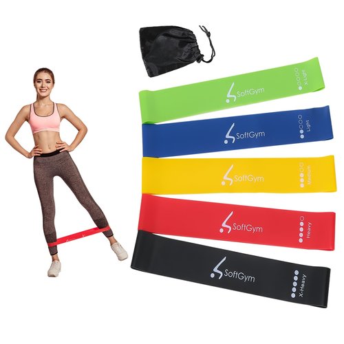 Softgym Resistance Loop Exercise Bands with Set of 5 and Carry Bag,1 Set Exercise Bands,2 Remote Controls,A Power Cord
