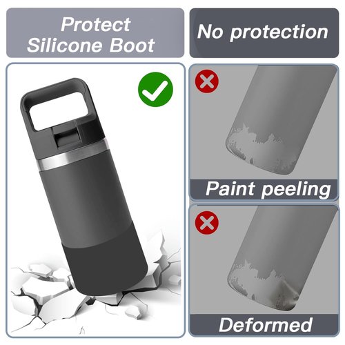 UWSTE 2Pack Silicone Boot for YETI Rambler Jr 12oz and 18oz Bottle, Anti-Slip Sleeve Bottom Protector Accessories for YETI Rambler 12/18oz, BPA Free Silicone (Black)