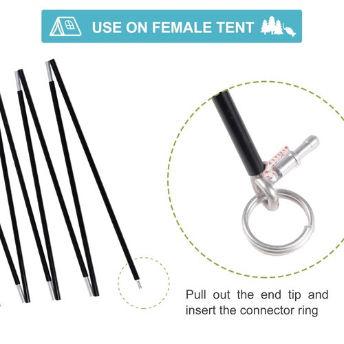 Tentilt Tent Poles Replacement, 113 inches 9.4ft Preassembled Tent Rod, 7.9mm (5/16") OD 7001 Series Aluminum Alloy, Lightweight & Durable, Gray Color 2 Poles Pack