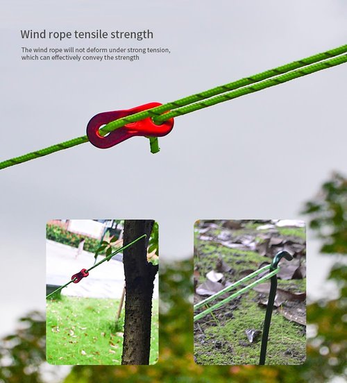 Takelablaze 4mm Guy Lines Ultralight Tent Cords Reflective Nylon Paracord Camping Guylines Ropes with Aluminum Adjuster Tensioner for Tent Tarp Camping Hiking Outdoor Activity, 8Pack (Green)