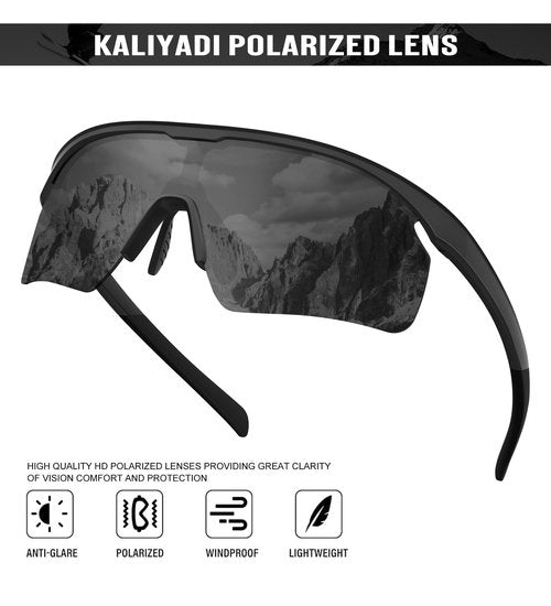 KALIYADI Sports Sunglasses-Men Polarized Mens-Sunglasses: Running Sun glasses Men Women Polarized UV Protection for Cycling