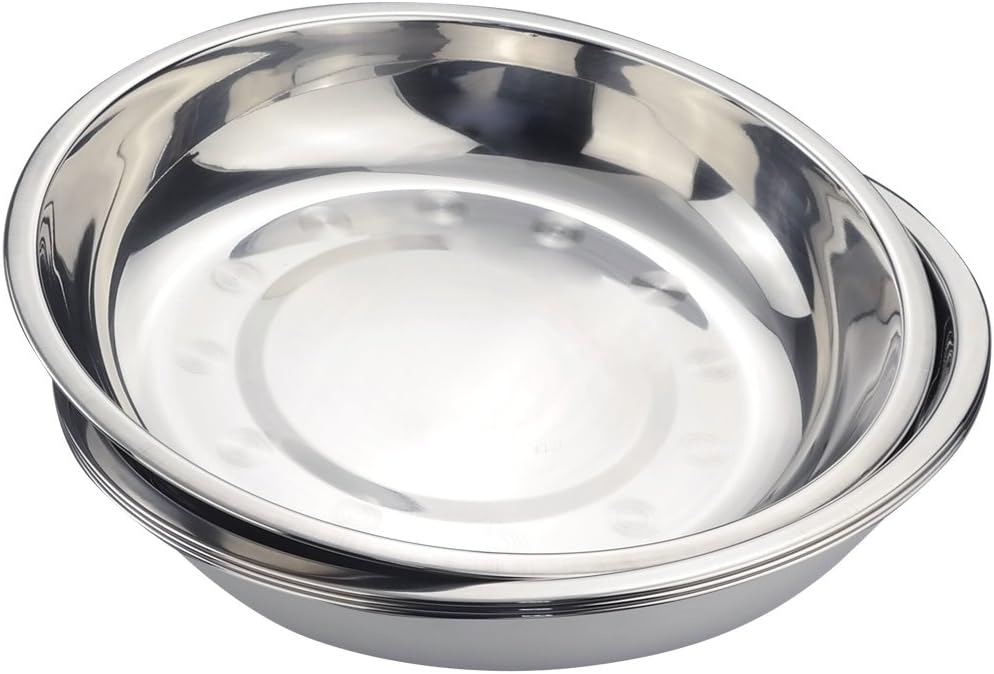 Morcte Stainless Steel Round Plates Dish Set for Dinner Plate, Outdoor Camping, BBQ, Set of 4
