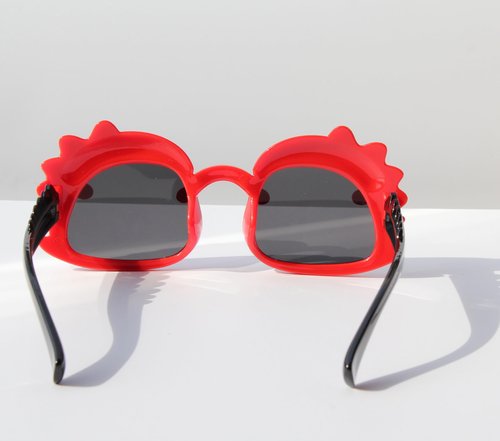 Dinosaur Cartoon Sunglasses for Kids Aged 2-6,UV Protection Secure Fit for Outdoor Adventures,Dark Lenses Red Black