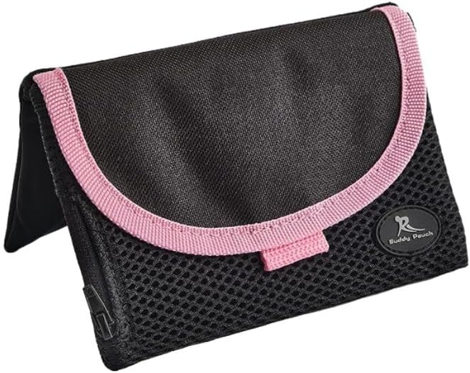 Running Buddy Magnetic Buddy Pouch, Beltess, Chafe and Bounce Free, Runners Fanny Pack, Phone Holder, Great for Running, Walking, Traveling & More, For Men & Women - 5-7/8" L x 4" W - Black and Pink