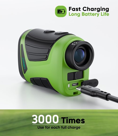 Jiskan Pro Laser Golf Rangefinder with Slope Magnetic 1200 Yards 7X Magnification Flag Pole Locking Rechargeable Range Finder Golf Accessories Gifts for Men