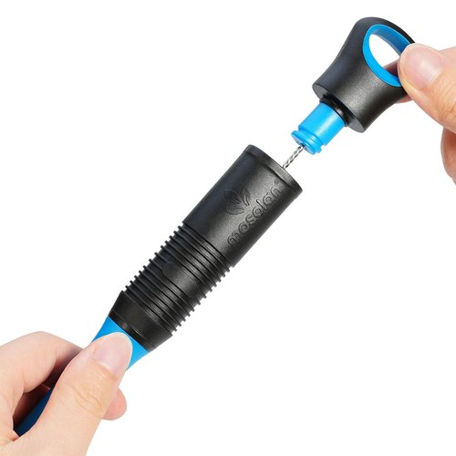 MOSOLAN 2-in-1 Water Bottle Brush and Straw Cleaner Brush, Long Handle Scrub Brush with Replaceable Head for Water Bottles, Glasswares, Mugs, Flasks, Tumblers, Vases, and Kitchen Sink, Breezy Blue