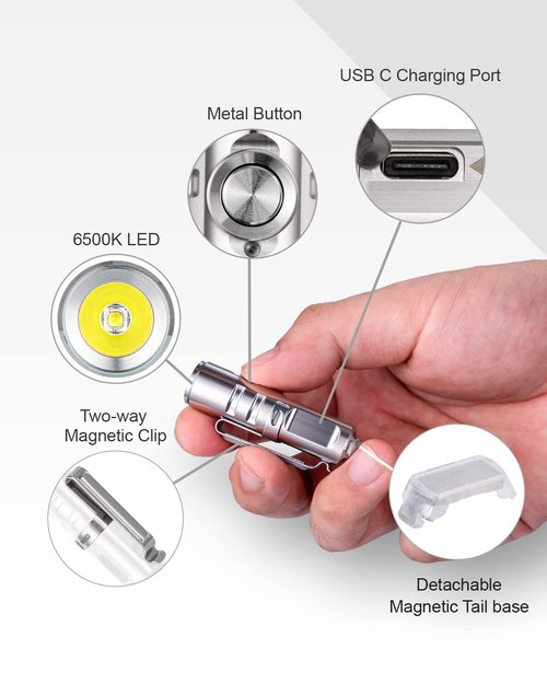 RovyVon U4 Pro Plus Titanium EDC Keychain Carabiner and RovyVon A2 G4 Keychain Flashlight USB C Rechargeable Bundle