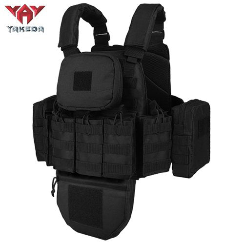 YAKEDA Outdoor Removable CS Training Vest, Molle Breathable Training Quick Adjustable Game Vest (US, Alpha, One Size, Regular, Regular, Black)
