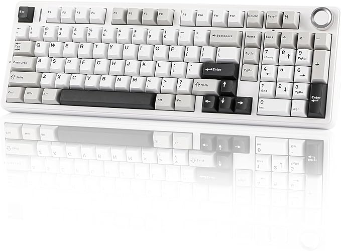 EPOMAKER X Aula F99 PRO Wireless Gaming Keyboard with 8000mAh Battery, Hot Swappable Creamy Keyboard, 2.4GHz/Type-C/BT5.0, NKRO, RGB Backlit for Win/Mac/Gaming (Black&Grey&White)