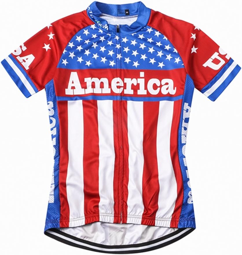 Weimostar Men's USA Cycling Jersey Short Sleeve Biking Shirts Breathable with Pockets
