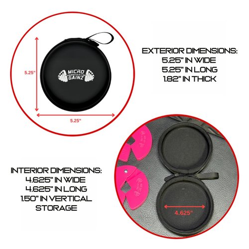 Micro Gainz Hard Shell Carrying Case for 1LB and 1.25LB Dumbbell Micro Plates