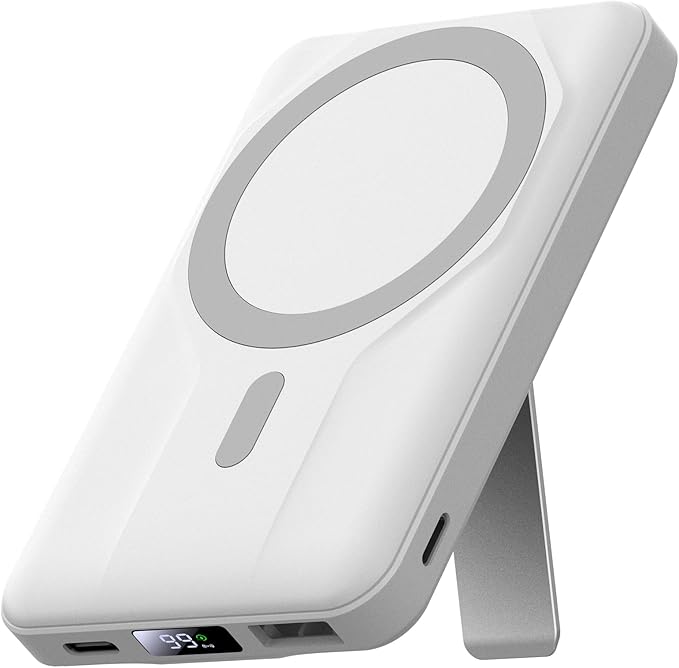Azmuth Wireless Portable Charger with Stand, Slim 10000mAh Magnetic Power Bank for Magsafe, 22.5W Fast Charging Battery Pack with Digital Display Compatible with iPhone 16/15/14/13/12 Series