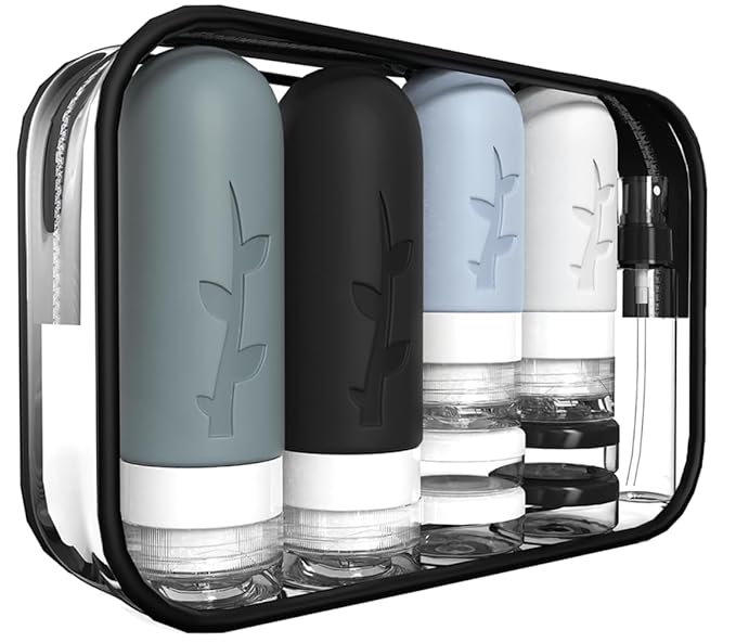 18pack Travel Bottles for Toiletries,TSA Approved Silicone Travel Containers jar for Toiletries,Leak Proof Refillable Liqus Shampoo And Conditioner Travel Essentials toiletry Bottles