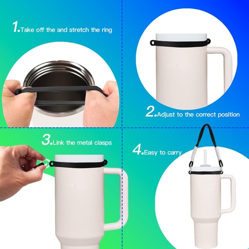 Stanley Cup 40/30 oz Accessories Set Includs 1 Pcs Silicone Stanley Cup Boot 1 Pcs Handle Strap 1 Pcs Siliocne Straw Cover 1Pcs Chain Hanging Charms 1pcs Heart Hook and 3Pc Random Stickers