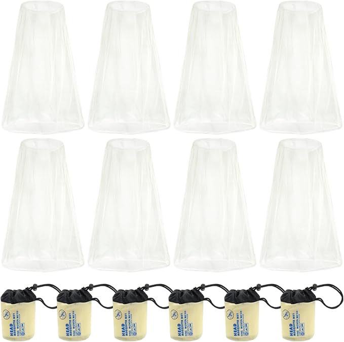 Wholelovein 8 Pack Mosquito Covers Wearable Head Net Face Mesh Protecting Net Mosquito Fly Insects Bugs