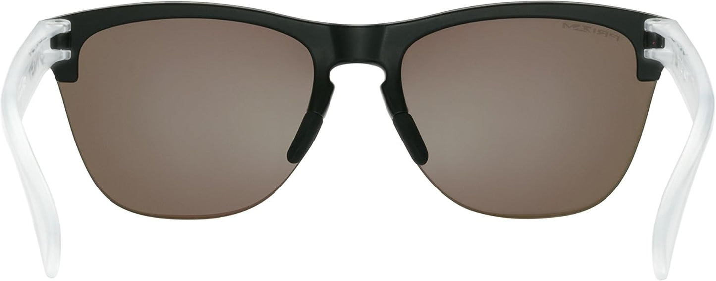 Oakley Frogskins Lite Sunglasses Matte Black/Matte Clear with Prizm Sapphire Lens 63mm