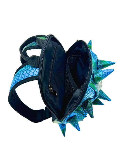 Madpax Blue Mamba Spike Mini Travel Backpack | Edgy Faux Leather Bag with Spikes, Compact Design, Durable & Water-Resistant | Ideal for Everyday Use, or Work