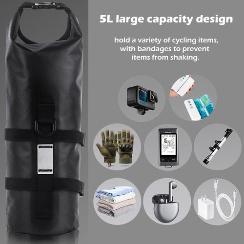 BEENOPT 5L Bike Fork Bag with Multipurpose Cage for Cycling Touring,Lightweight Bicycle Waterproof Dry Cargo Rack Bag for MTB,Road,Mountain,Folding bikes