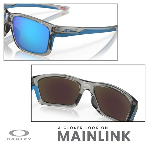 OAKLEY Mainlink OO9264 926442 61MM Grey Ink/Prizm Sapphire Rectangular Sunglasses for Men+ Bundle Accessory Leash Kit, Microfiber Pouch