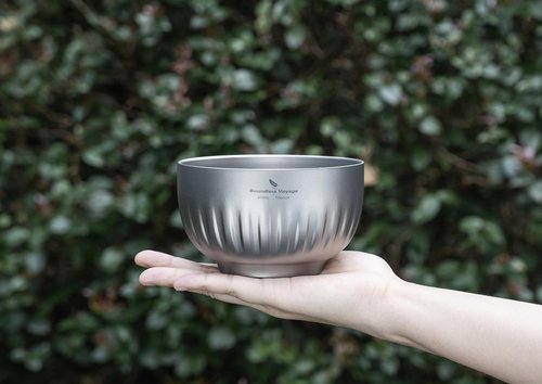 iBasingo 500ml Titanium Bowl Double Walled Oatmeal Food Rice Soup Bowl Ultralight Portable Tableware Outdoor Camping Metal Bowl Ti1165T