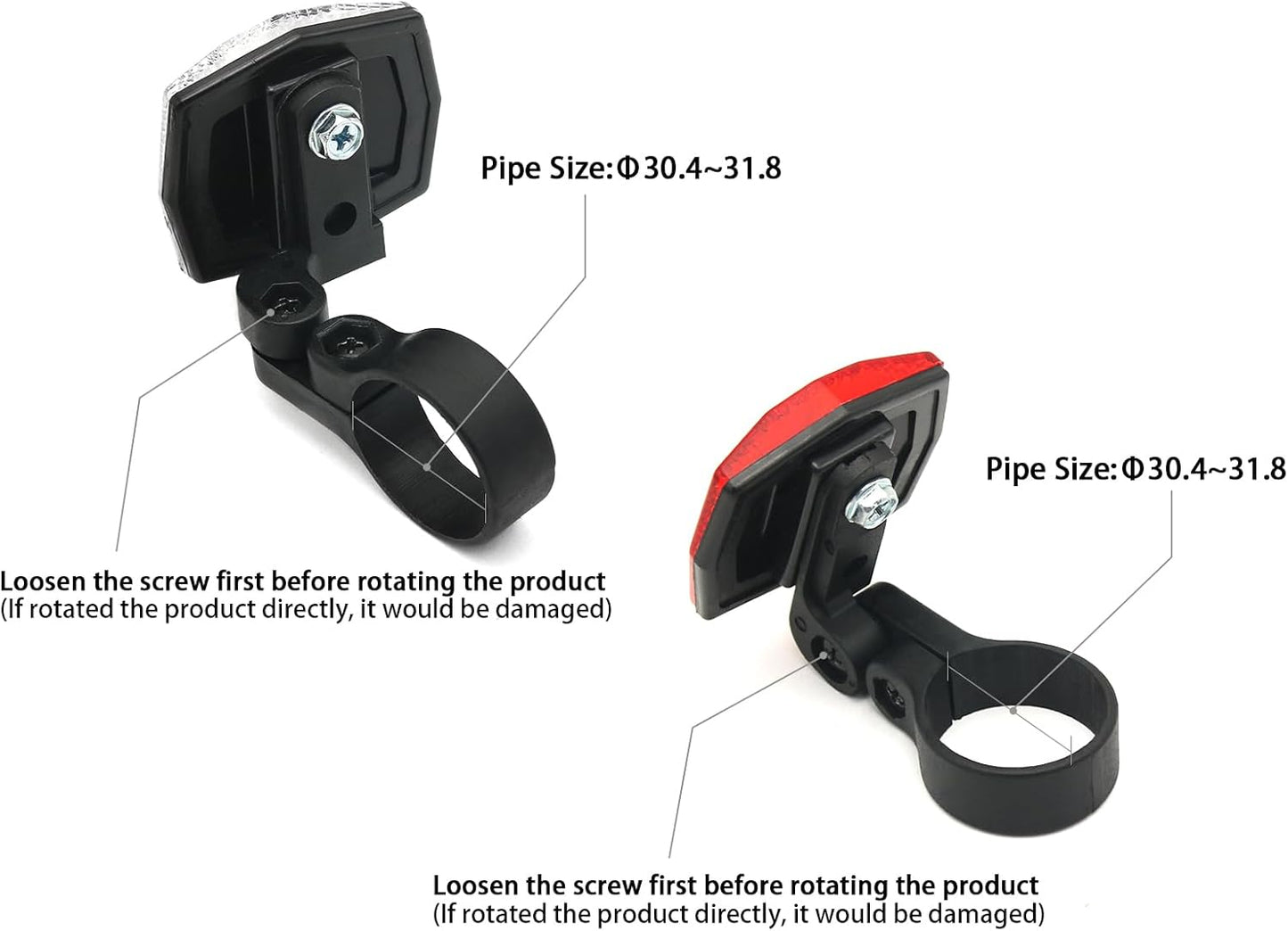 Quality Kids(Small) Bike Front&Rear Reflectors Kit for Handlebar and Seatpost (RED+White)