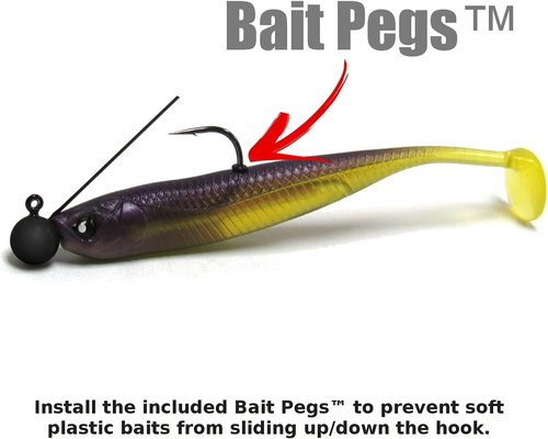 Harmony Fishing - Tungsten Weedless Ball Jigheads [Pack of 5 w/ 10 Bait Pegs] (Ball jig Heads for Swim jigs and Soft Plastics)