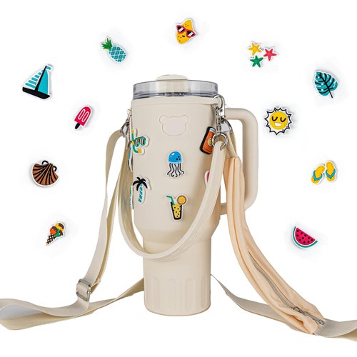 STANJAZZ Water Bottle Silicone Sleeve for Stanley Cup 40/30 oz,Stanley Cup Accessories,Water Bottle Holder with Adjustable Strap& Handle Strap