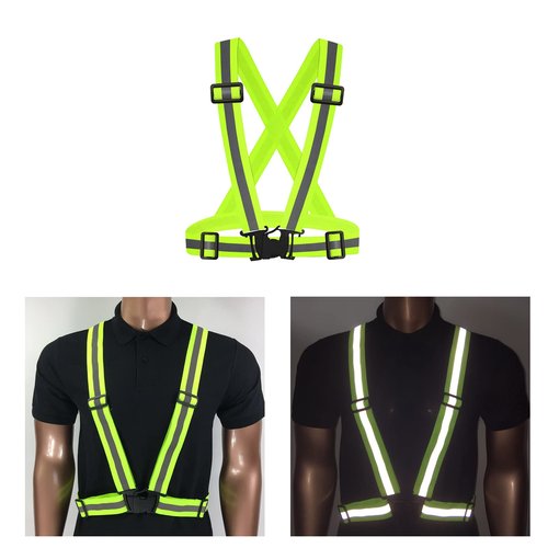 2Pack Reflective Vest Running Gear, Safety VES Adjustable High Visibility for Night Cycling, Highking, Dog Walking, Jogging (Green+Pink)