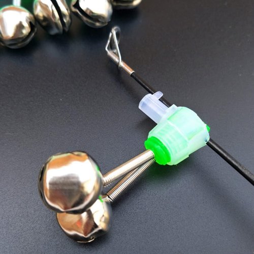 PurYupearl 10 PCS Silver Fishing Rod Bells Double Bell 1.89 Inch Green Galvanized Fish Bite Alarm Portable Reusable Bite Indicator for Night Fishing Bite Indicators