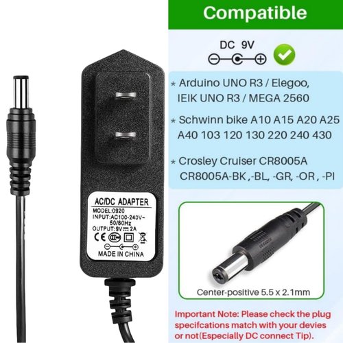 Universal AC Adapter for Schwinn Upright Bike,Wall Chargers for Schwinn 170 430 A10 A20 420 460 101 130 150 202 220 230 240 270,Replacement Power Cord for Schwinn Bike Exercise Elliptical Trainers ﻿