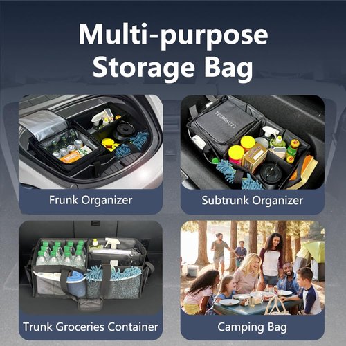 TESBEAUTY Tesla Model 3 Trunk Organizer, Camping Bag, With Leakproof Cooler, Tesla Frunk Storage Bag, Foldable Space Saving, Upgraded Thicker, More Durable,Pperfect For Grocery Shopping