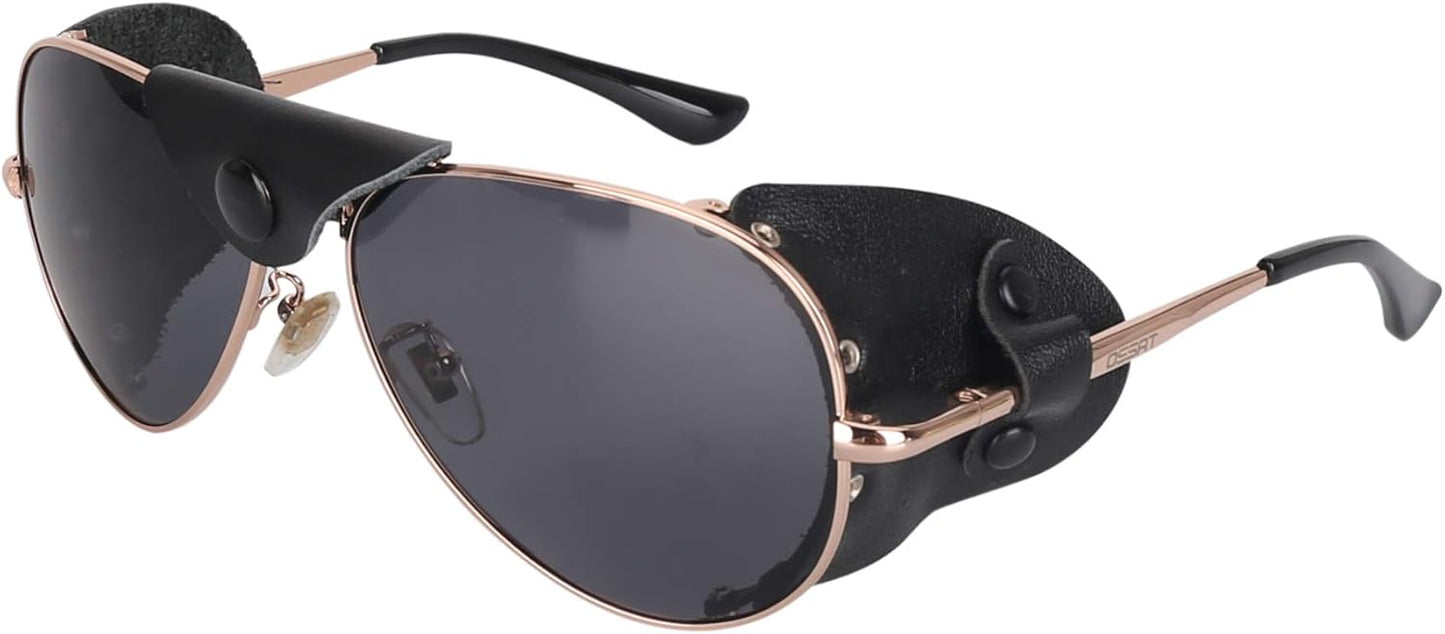 OSSAT Polarized sunglasses with side shields cowhide wind proof sunshade Classic Mountain Fishing eyewear