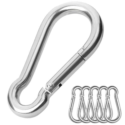 Stainless Steel Carabiner 3", Heavy-Duty Clips, Hiking, Key Rings, Camping, Outdoor, Gyms, Hammocks, Ropes, Outdoor Adventures, 304 Stainless-Steel, 6ea/PK