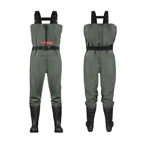 TerraTrax Fishing Chest Waders for Men & Women, Waterproof Lightweight PVC Bootfoot Waders, Durable Wader Pants with Boots for Fishing, Hunting Size 9