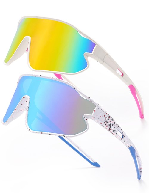 NICBOOY Youth Baseball Sunglasses 2 Pairs Boys Sunglasses, Baseball Cycling Shades Running UV400 Kids Sunglasses