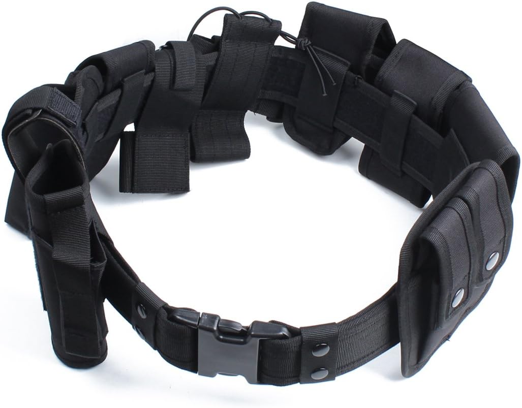 Tactical Waist Belt with 10pcs Bags Holster Set Law Enforcement Modular Equipment System Security Military Duty Utility Belt Camping Hunting, Sports and Outdoor