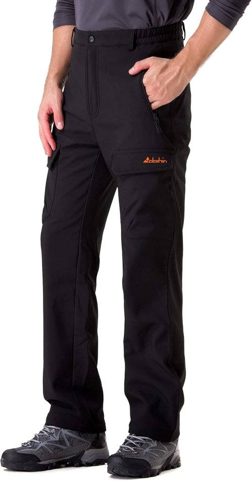 clothin Men's Insulated Pants Fleece Lined Snow Pants Softshell Water and Wind-Resistant