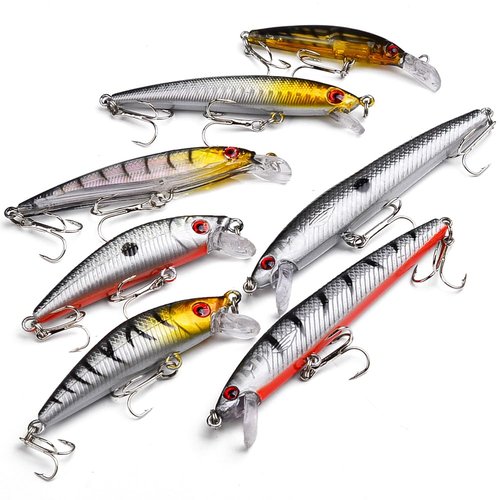 BAIKALBASS Fishing Lures Kits - Hard Baits Frog Popper Minnow Pencil Jerkbaits VIB Crankbaits Topwater Floating Lures Plugs Assorted Bass Fishing Tackle Sets Gray (057-50pcs)