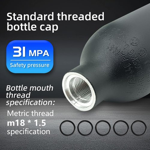 Wazusogok 0.5L PCP Air Tank, 4500 PSI High Pressure Paintball Tank, Air Bottle Made of Aluminum Explosion Proof, M18 by 1.5 Thread for PCP Airsoft Gun and Scuba Diving（Empty Bottle）