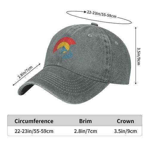 Embroidery Colorado Flag Baseball Cap State Mountain Casual Sun Peak Hat Grey