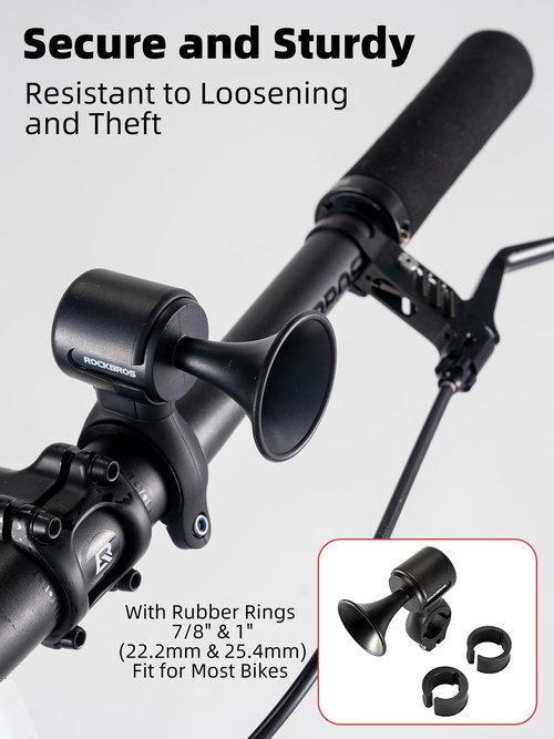 ROCKBROS Electric Bike Horn 120dB Adults Kids Electronic Bicycle Horn Alarm IPX6 Handlebar USB Rechargeable
