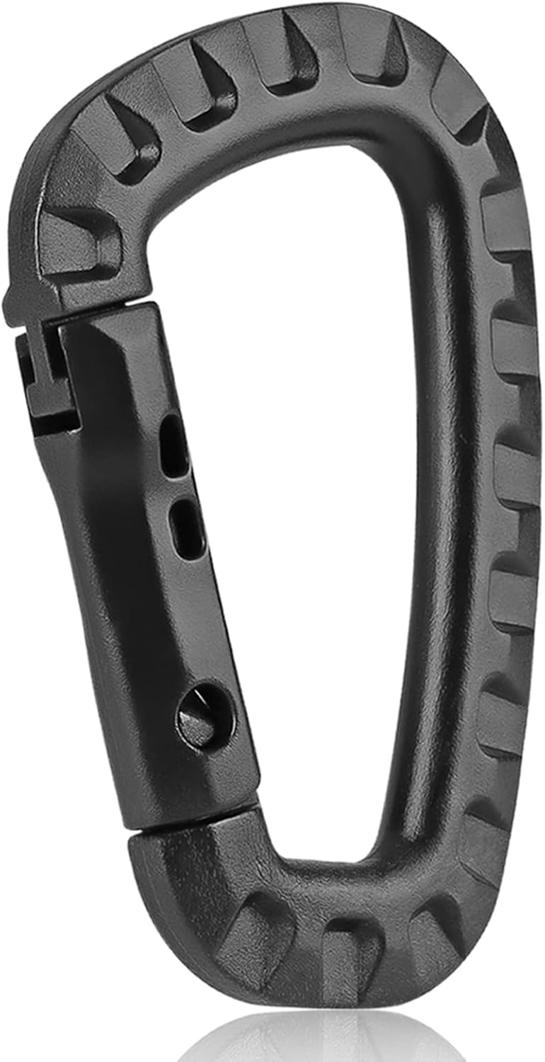 Tactical Gear Clips Plastic Carabiner Keychain Clip D-Rings Spring Snap Hook for Backpack, Molle System, Bag, Key Chain