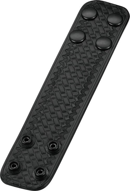 Duty Belt Keeper Double Width 1.75 inch for Belts 2 1/4 inch Wide, Basketweave Genuine Leather and Black Snap 2 Pack