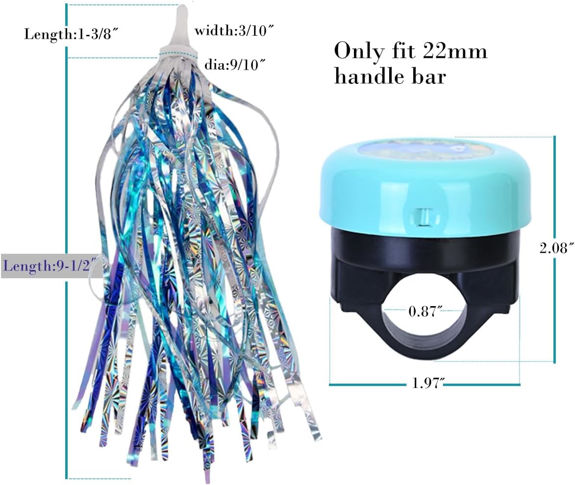 U-LIAN Kids Streamers and Bike Bell for Girls-1 Pack Flower Bicycle Bell with 2 Pack Handlebar Streamers Scooter Tassels for Children's Bike Accessories