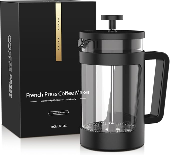 RAINBEAN 21 Oz French Press Coffee Maker, Small Coffee Press, Coffee Brewer With 3 Level Filtration, Perfect for Tea Lovers - 2-4 cups Capacity