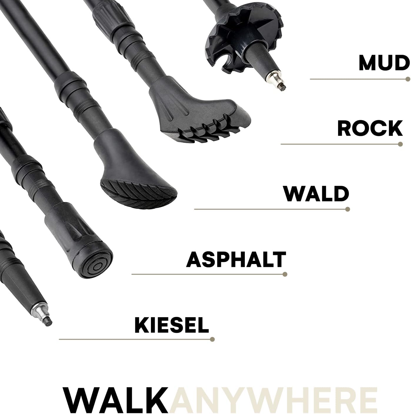 PowrX Click & Go Trekking Poles with Anti-Shock Cushioning - Adjustable Nordic Walking Sticks for Hiking & Snowshoeing - Collapsible & Durable Aluminum - Ideal for Seniors, Women & Men - ‎28"x 5"x2"