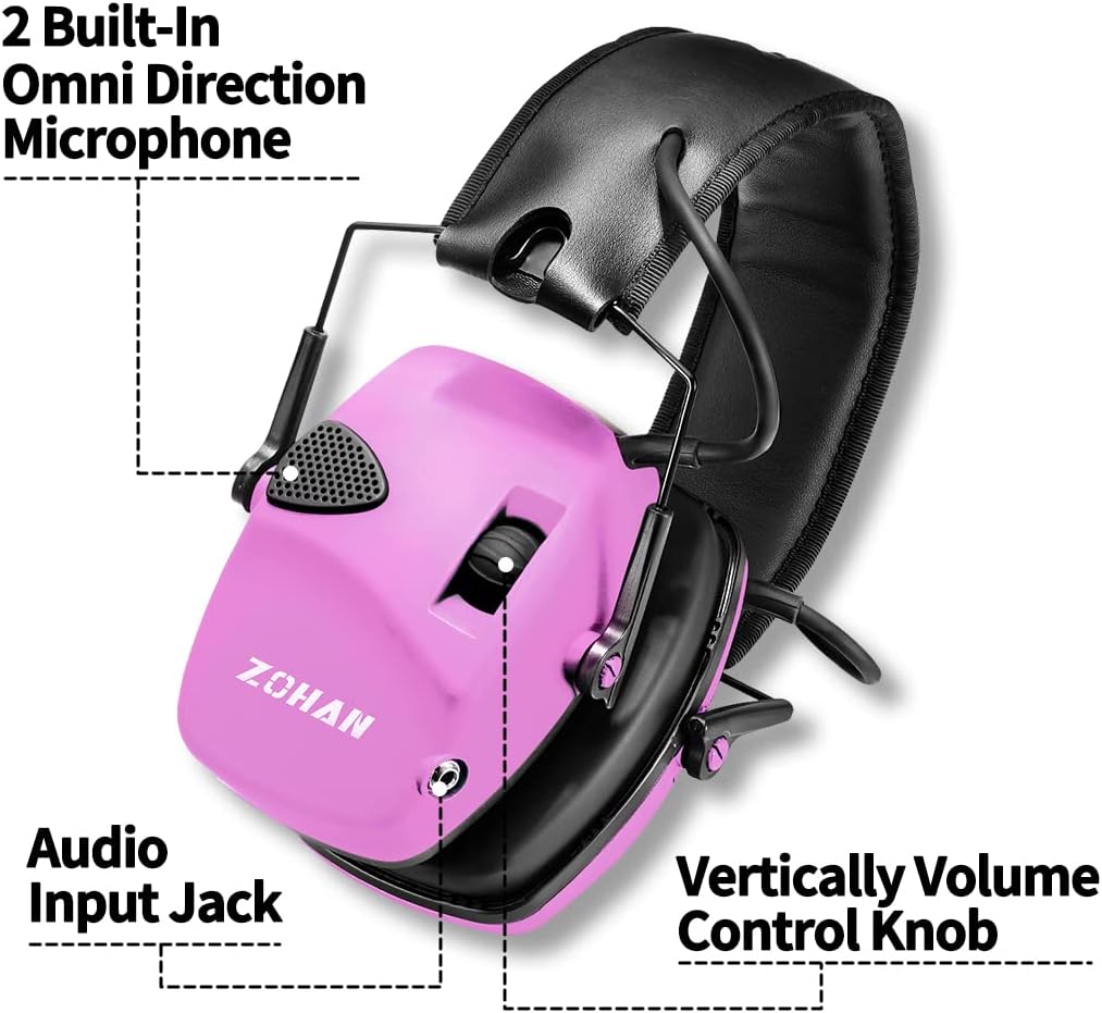 ZOHAN EM054 Electronic Shooting Ear Protection with Sound Amplification, Slim Active Noise Reduction Earmuffs for Gun Range