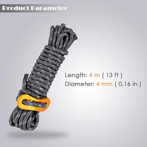GEERTOP 6 Pack Reflective Guy Lines 4 mm Tent Cords Ultralight Camp Ropes with Aluminum Adjuster Tensioner for Tent, Tent Tarp, Canopy Shelter, Outdoor Camping Hiking Backpacking Travel