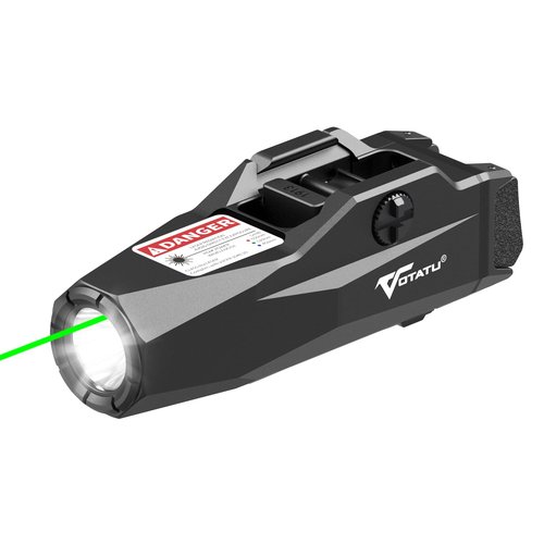 VOTATU 1600 Lumens Light Laser Combo for Pistol, Rechargeable Green Laser and Flashlight with Adjustable Rail Keys, Compact Weapon Light with Laser Beam