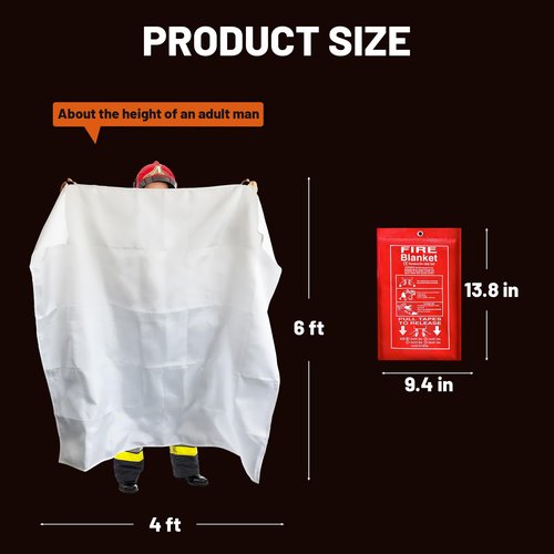 Fire Blanket for Home and Kitchen - 48" x 72" Emergency Flame-Retardant Glass Fiber Fire Blankets for House Camping,Kitchen,Fireplace, Grill